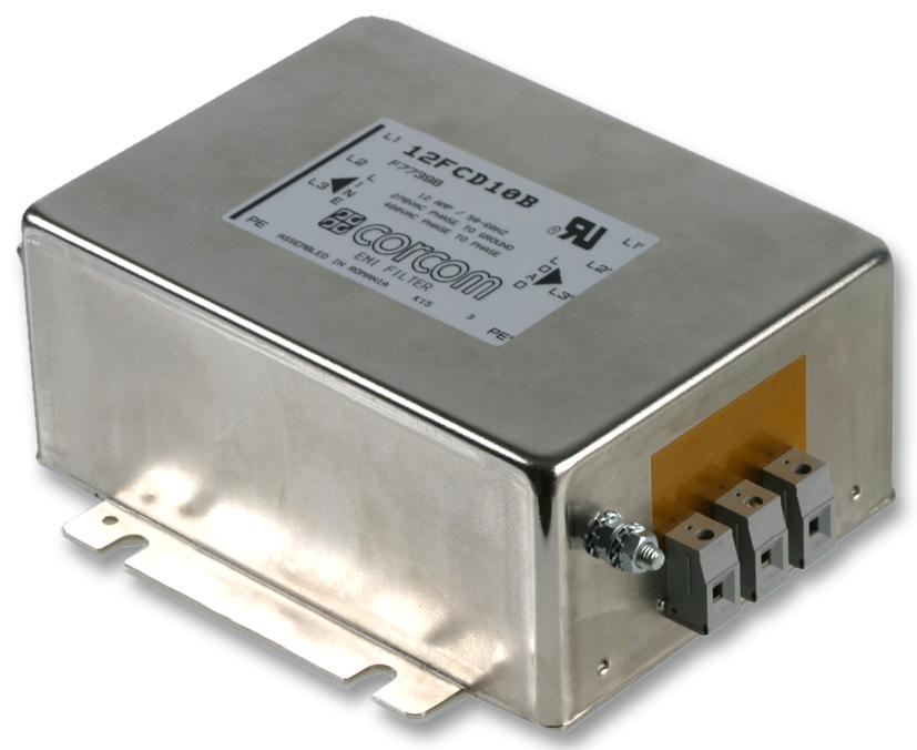 6609070-4 POWER LINE RFI FILTER, 3PH, 25A, TB CORCOM - TE CONNECTIVITY