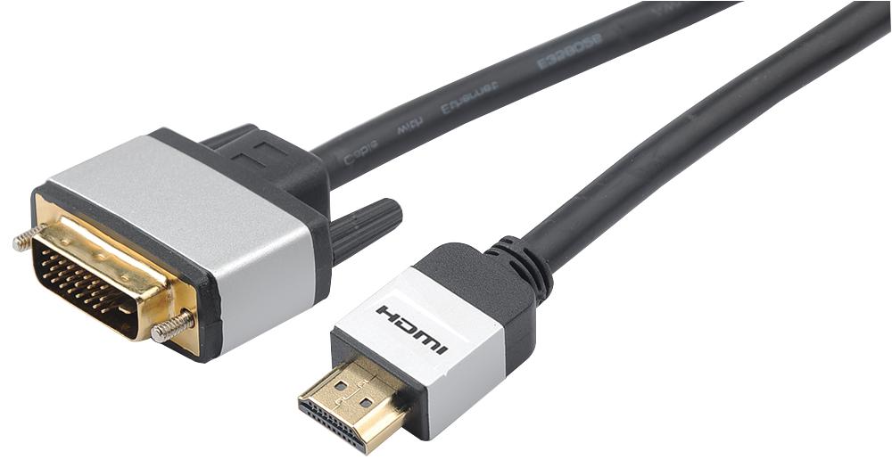 HDVIA-1 HDMI TO DVI-D LEAD ALUMINIUM 1M AV STAR