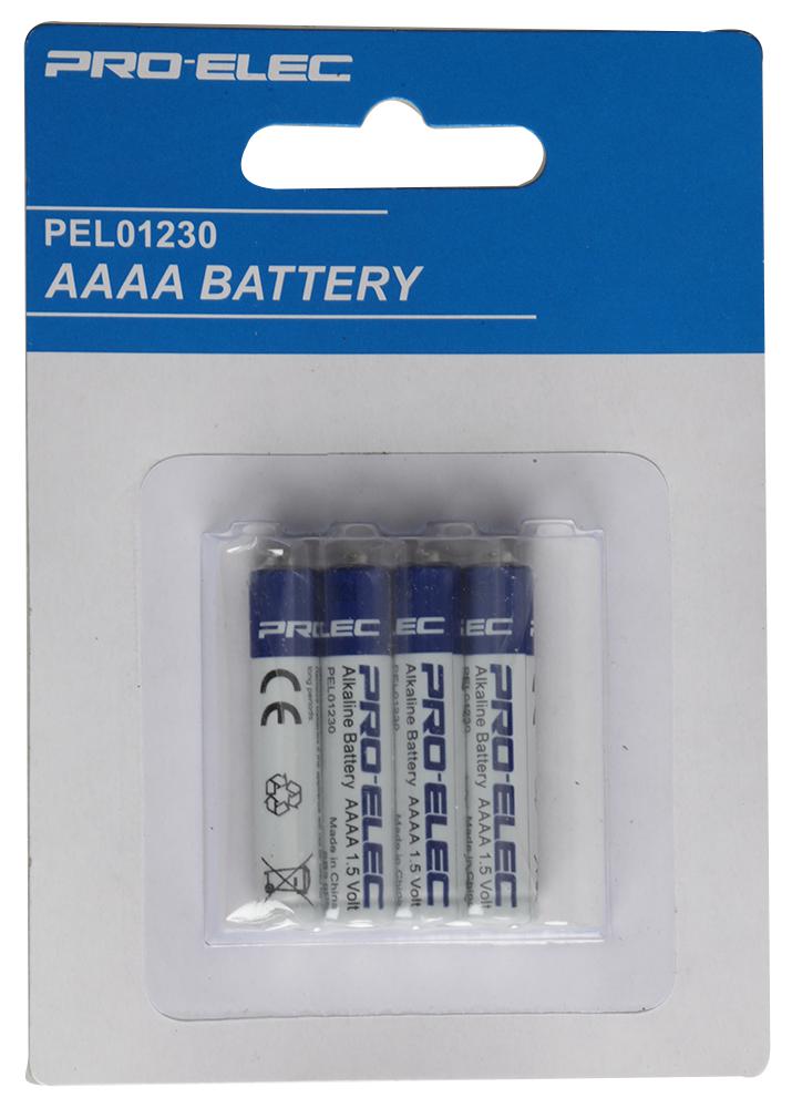 PEL01230 BATTERY, ALKALINE AAAA 4/PACK PRO ELEC