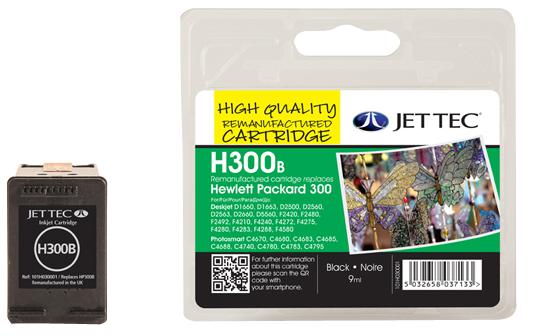 H300B INK CART,REMANU,HP CC640EE,HP300,BLK JET TEC