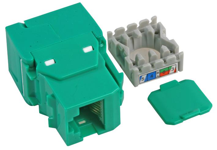 SKFGN MODULAR, RJ45, RCPT, CAT6, 8P8C, GREEN TUK