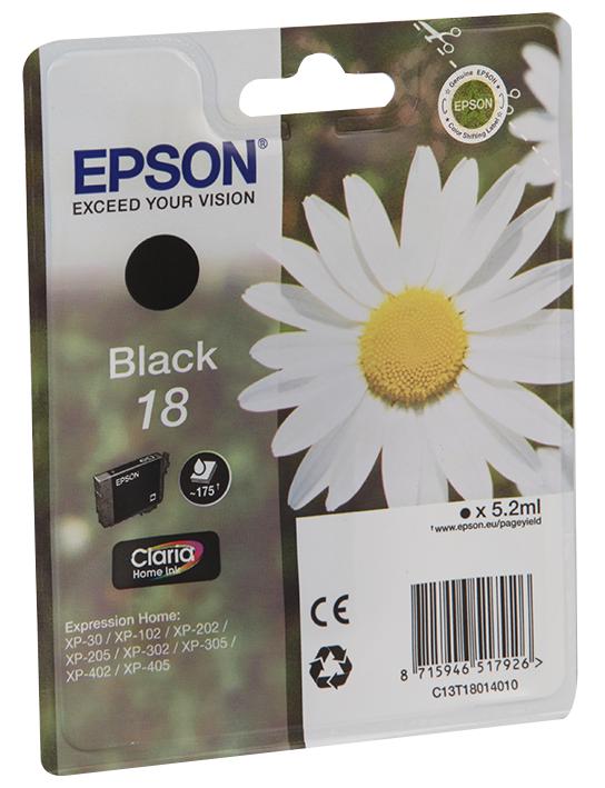 C13T18014010 INK CARTRIDGE, T1801, 18, BLACK,ORIGINAL EPSON