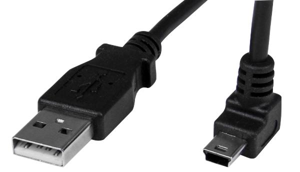 USBAMB1MU LEAD, USB A TO UP ANGLE MINI B, 1M BLACK STARTECH
