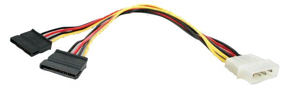 PYO2LP4SATA CABLE, LP4 MOLEX-2X SATA POWER CABLE STARTECH