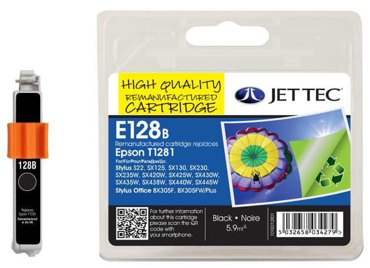 101E012801 INK CART, COMPATIBLE, EPSON T1281 BLACK JET TEC