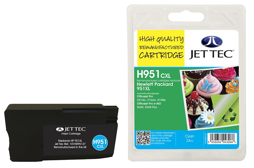 101H095137 INK CART, COMPATIBLE, HP951XL CYAN JET TEC