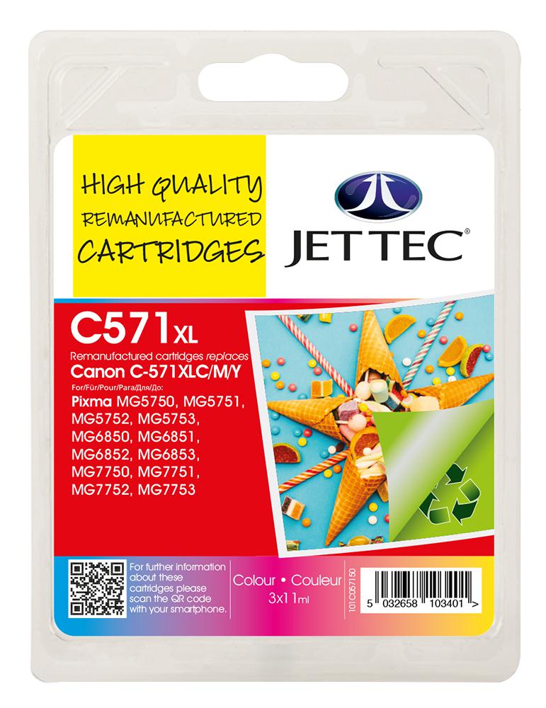 101C057150 INK CART, REMAN, CLI-571XL CMY MULTIPACK JET TEC