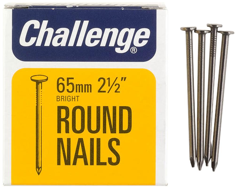 12008 ROUND NAILS BRIGHT, 65MM (225G) CHALLENGE