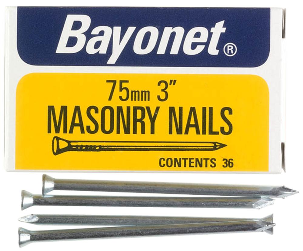 12214 MASONRY NAILS ZINC PLATED, 75MM (PK36) CHALLENGE