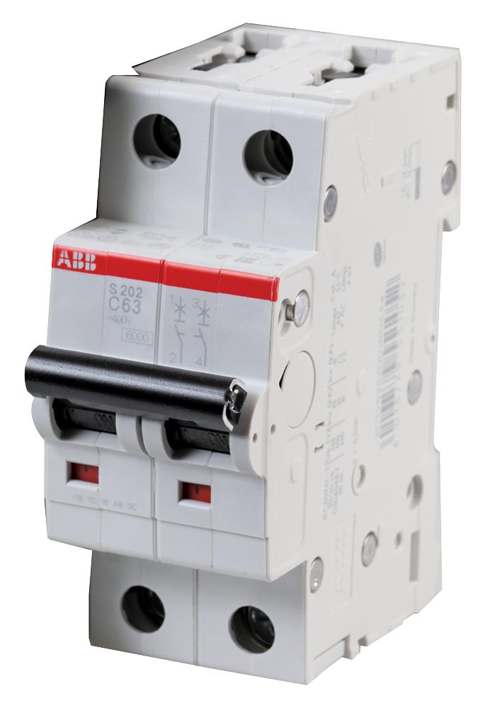S202-C63 CIRCUIT BREAKER, THERMAL MAG, 2 POLE ABB