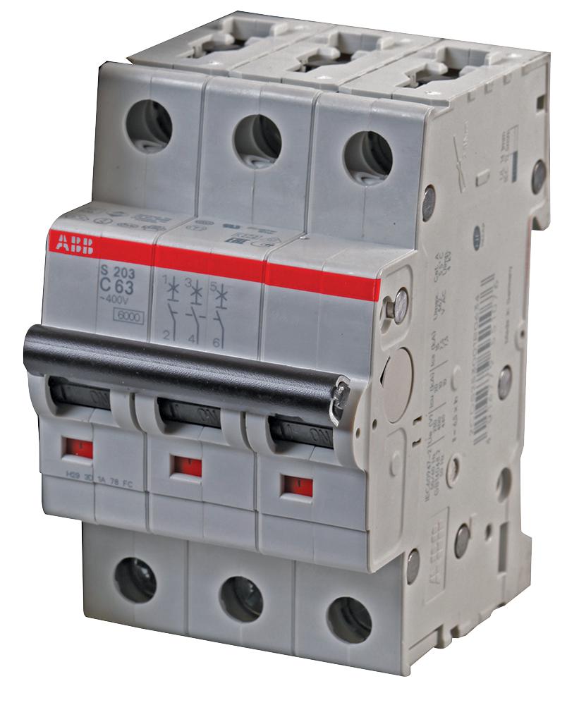 S203-C63 CIRCUIT BREAKER, THERMAL MAG, 3 POLE ABB