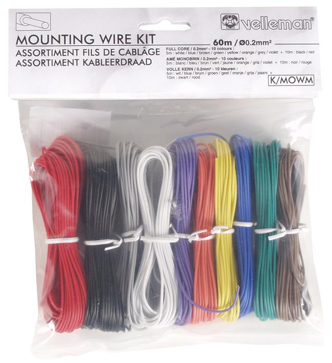 K/MOWM WIRE KIT, 8X5M, 2X10M, 24AWG, SINGLECORE VELLEMAN SA