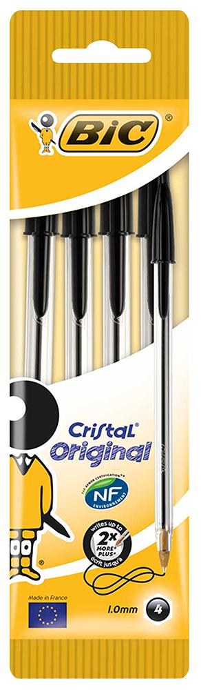 8308591 BALLPOINT PEN CRISTAL MED POUCH 4 BLACK BIC
