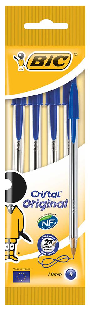 8308601 BALLPOINT PEN CRISTAL MED POUCH 4 BLUE BIC