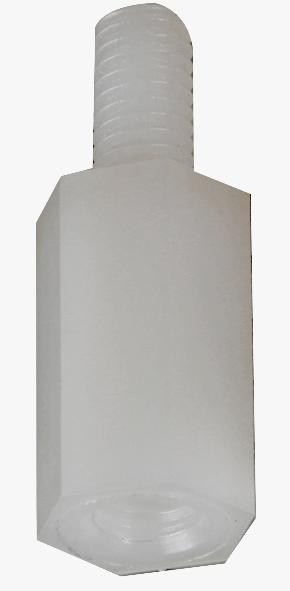D01496 HEX THREADED SPACER, NYLON66, NATURAL DURATOOL