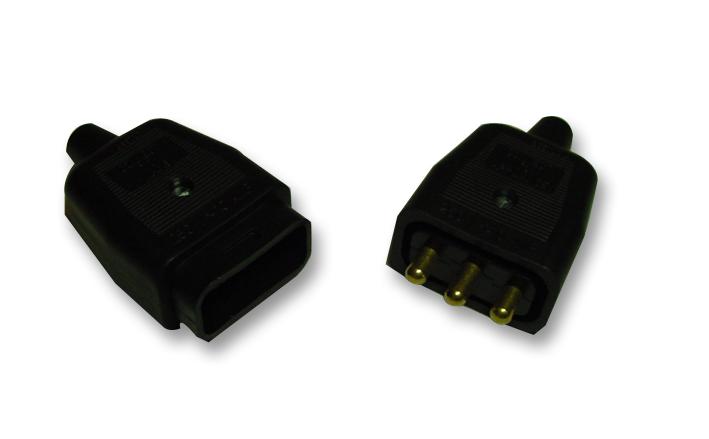 NC10/3 BLACK 3 PIN IN-LINE CONNECTOR - BLACK PERMAPLUG