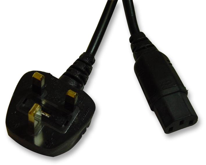 PE01058 LEAD UK PLUG TO IEC C13 SOCKET 5A BLK 1M PRO ELEC