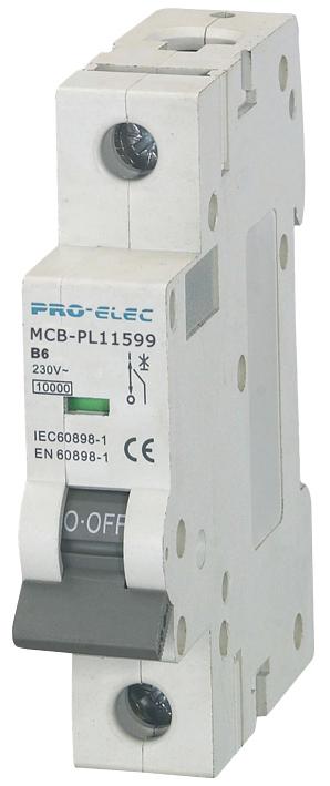 AUB7 1P  B6A THERMAL MAG CKT BREAKER, 1P, 6A, 230VAC PRO ELEC