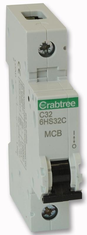 6HS32C 32A SP MCB C CURVE 10KA - EACH CRABTREE