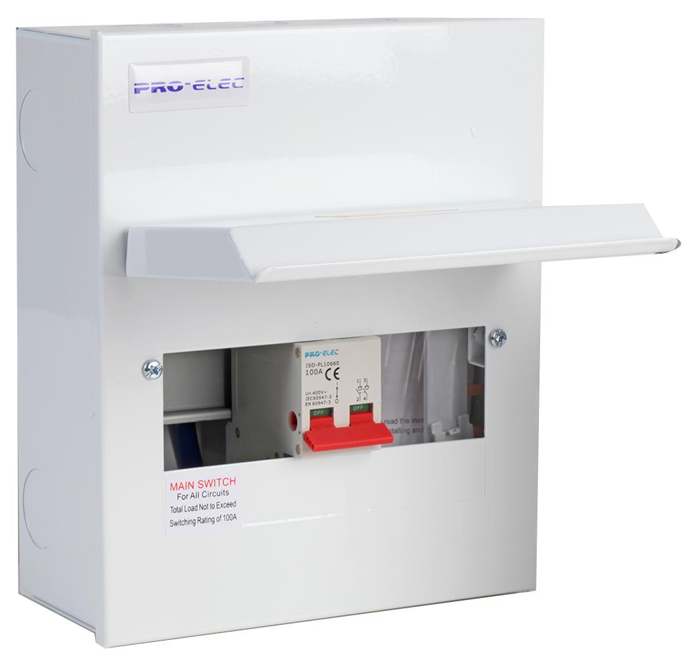PEL00431 CONSUMER UNIT, METAL, 8WAY, 100A, 230V PRO ELEC