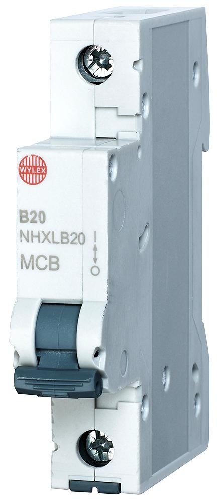 NHXLB20 20A SINGLE POLE B CURVE MCB WYLEX