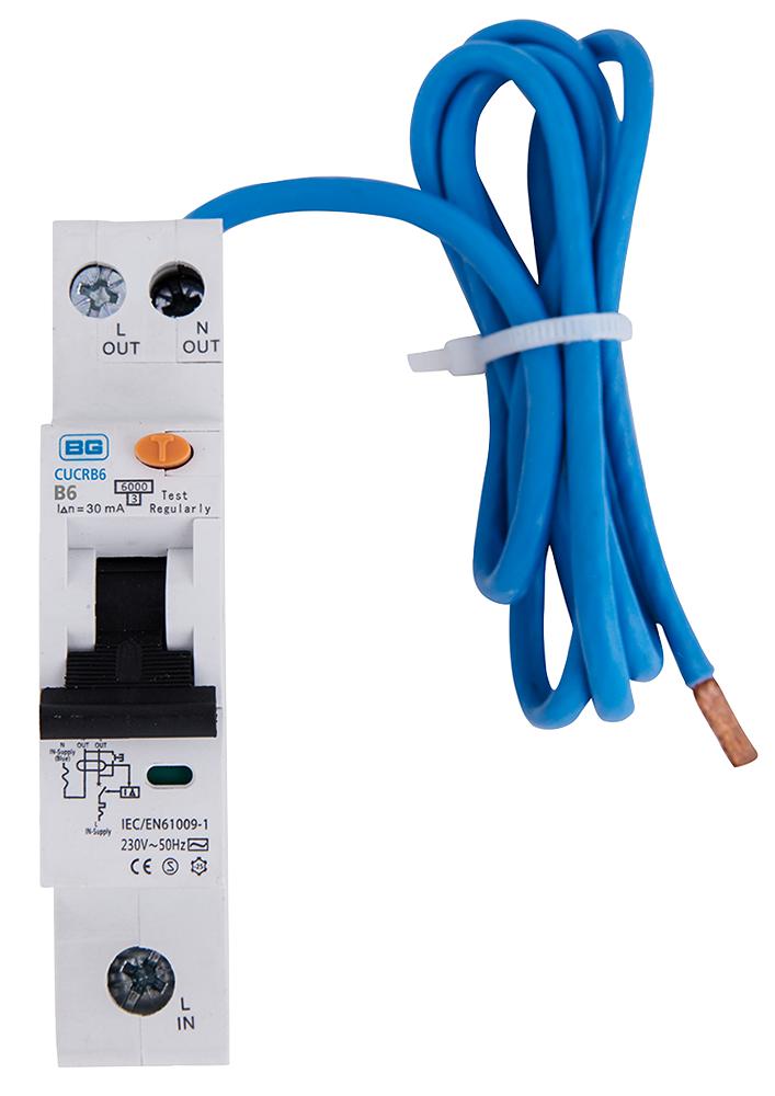 CUCRB6A-01 COMPACT RCBO, TYPE A, B CURVE, 6A BG ELECTRICAL