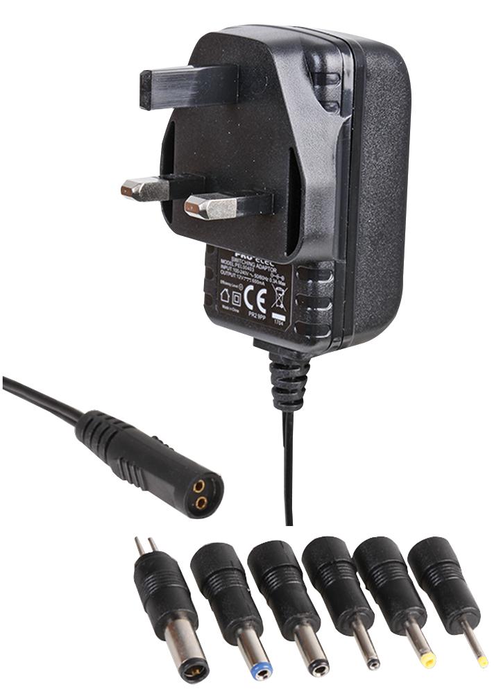 PEL00403 UNIVERSAL AC-DC POWER SUPPLY 600MA 12V PRO ELEC