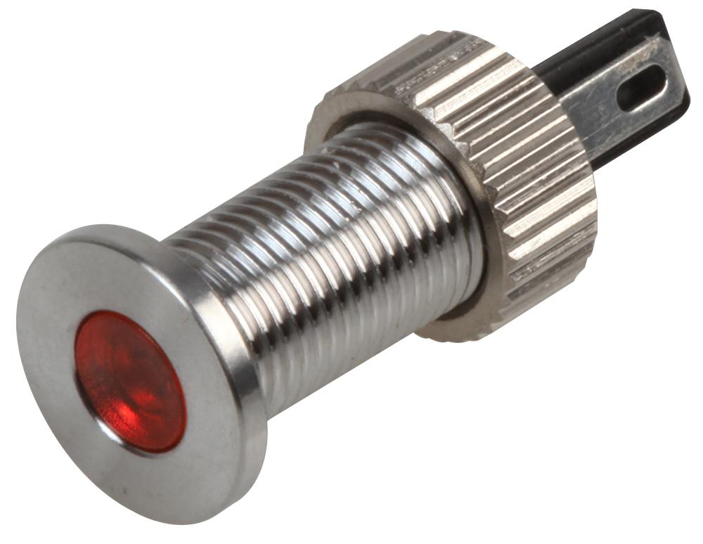 RJS01-8I-170P-R-BS-12V-67J LED INDICATOR, 8MM FLAT RED 12V BR/STEEL RJS ELECTRONICS