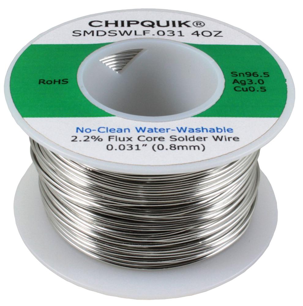 SMDSWLF.031 4OZ SOLDER WIRE, NO CLEAN, 220 DEG C, 0.8MM CHIP QUIK