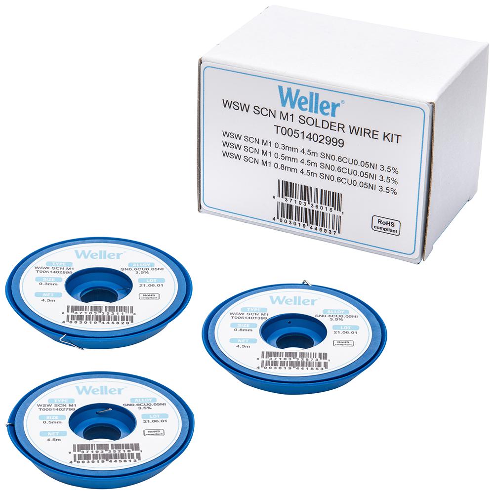 T0051402999 SOLDER WIRE, 99.3/0.6/0.05 SN/CU/NI, 21G WELLER
