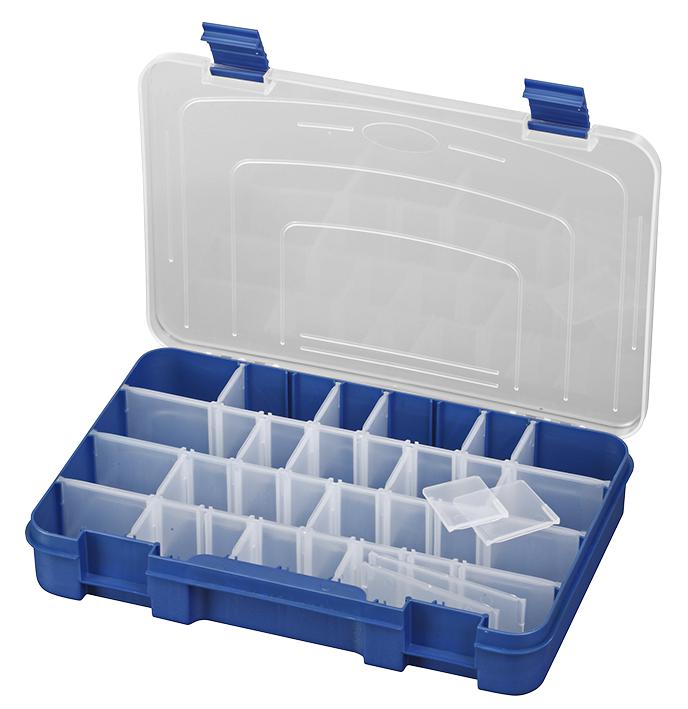195.303 STORAGE BOX, 1-20ADJ COMPART, CLEAR/BLUE MULTICOMP PRO