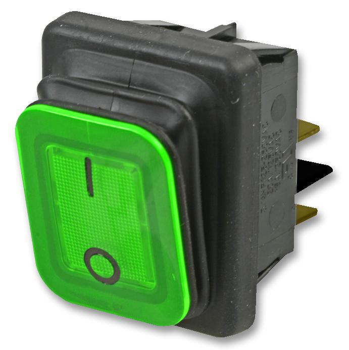 B4MASK48X1V11002 ROCKER SWITCH, DPST, 16A, 250V, PANEL MOLVENO