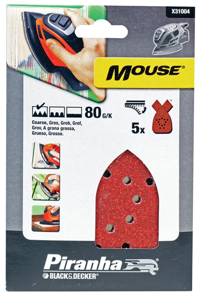 X31004-XJ MOUSE SANDING SHEET - 80G (PK5) PIRANHA