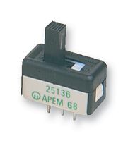 25136NLDH6 - Slide Switch, SPDT, On-On, Through Hole, 25000N, 100 mA, 250 V - APEM