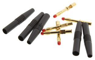 22.1025+22.2260-21 - Banana Test Connector, 4mm, Plug, Cable Mount, 32 A, 1 kV, Gold Plated Contacts, Black - STAUBLI