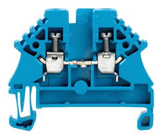 102008 WDU2.5 BLUE - DIN Rail Mount Terminal Block, 2 Ways, 30 AWG, 12 AWG, 2.5 mm², Screw, 24 A - WEIDMULLER