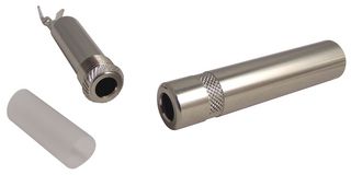 NYS2202P - Phone Audio Connector, 2 Contacts, Jack, 6.35 mm, Cable Mount, Tin Plated Contacts, Metal Body - NEUTRIK