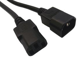 GW-151625 - Mains Power Cord, IEC 60320 C14 to IEC 60320 C13, 500 mm, 10 A, 250 VAC, Black - MULTICOMP PRO