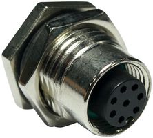 M12A-08PFFP-SF8001 - Sensor Connector, 8 Pole, M12, Receptacle, M Series, M12, Female, 8 Positions, PCB Socket - AMPHENOL LTW