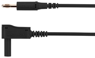 AL 7622 NI / 2.5 / 200 / SW - Banana Test Lead, 4mm Banana Plug, 4mm Right Angle Banana Plug, Shrouded, 6.6 ft, 2 m, Black - SCHUTZINGER