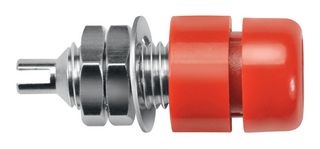 IBU 401 NI / RT - Banana Test Connector, Jack, Panel Mount, 32 A, 60 VDC, Nickel Plated Contacts, Red - SCHUTZINGER