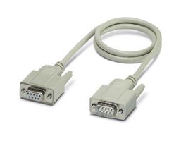 VS-09-DSUB-20-LI-1,0 - Computer Cable, D Subminiature Plug, 9 Way, D Subminiature Socket, 9 Way, 3.3 ft, 1 m, Grey - PHOENIX CONTACT