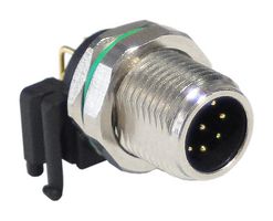 PXMBNI12RAM08APCM12 - Sensor Connector, PXM Series, M12, Male, 8 Positions, PCB Pin, Right Angle Panel Mount - BULGIN LIMITED