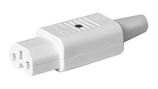 3-122-696 - IEC Power Connector, White, IEC C15 Socket, 15 A, 250 VAC, Screw, Cable Mount, 4781 - SCHURTER