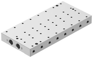 8076390 - Manifold Rail, G1/8, M5, 8 Outlet, 18 mm Width, VEAB Series Proportional Pressure Regulator - FESTO