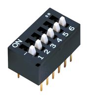 CES-0602MC - DIP / SIP Switch, 6 Circuits, Raised Slide, Through Hole, 6PST-NO, 6 V, 100 mA - NIDEC COPAL ELECTRONICS