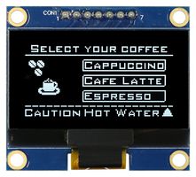 MDOB128064BV-WS - Graphic OLED, 128 x 64 Pixels, Black on White, 3.3V, SPI, 42.4mm x 38mm, -40 °C - MIDAS