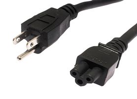 PPA00009-15F - Mains Power Cord, NEMA 5-15P to IEC 60320 C5, 4.57 m, 10 A, 125 V, Black - L-COM
