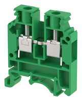 KUT6N/ GREEN - DIN Rail Mount Terminal Block, Feed Thru, 2 Ways, 20 AWG, 8 AWG, 6 mm², Screw, 41 A - ELKAY
