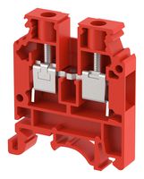 KUT6N/ RED - DIN Rail Mount Terminal Block, Feed Thru, 2 Ways, 20 AWG, 8 AWG, 6 mm², Screw, 41 A - ELKAY